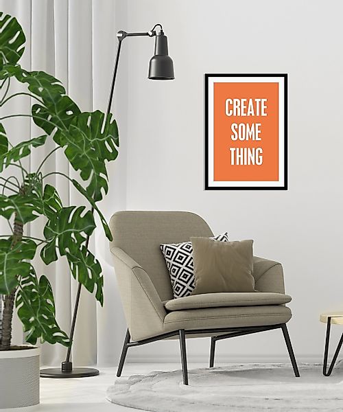 queence Bild »CREATE SOMETHING«, Sprüche & Texte-Schriftzug-Motivationsbild günstig online kaufen