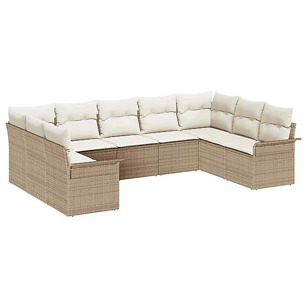 vidaXL Garten-Sofa-Set mit Kissen mit Speicher 9-Tlg Beige Poly Rattan 3354 günstig online kaufen