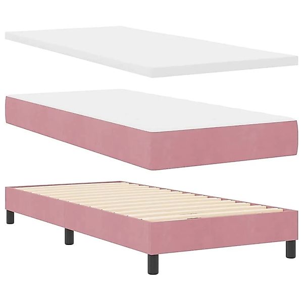 vidaXL Boxspringbett mit Matratze Rosa 200 x 100 cm Polyester 3341515 günstig online kaufen