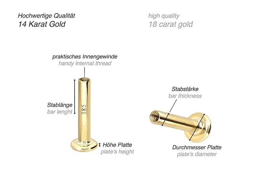 PIERCINGLINE Piercing-Set 14 Karat Gold Labret günstig online kaufen