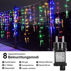 Rosnek LED-Lichtervorhang Eiszapfen-Anhänger, 8 Modi, Timer, günstig online kaufen