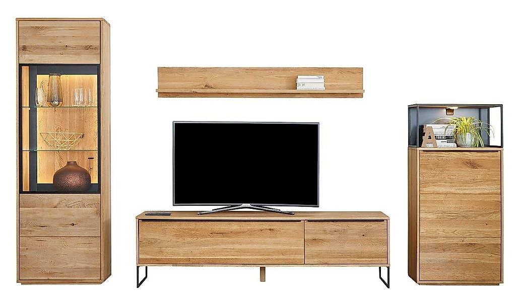 FURNARO Vitrine Wildeiche massiv natur geölt günstig online kaufen