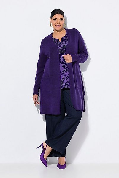 Ulla Popken Strickjacke Long-Strickjacke offene Form V-Ausschnitt günstig online kaufen