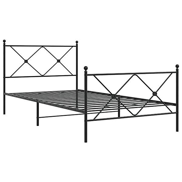 vidaXL Bettgestell mit Kopf- und Fußteil Metall Schwarz 100x190 cm 376514 günstig online kaufen