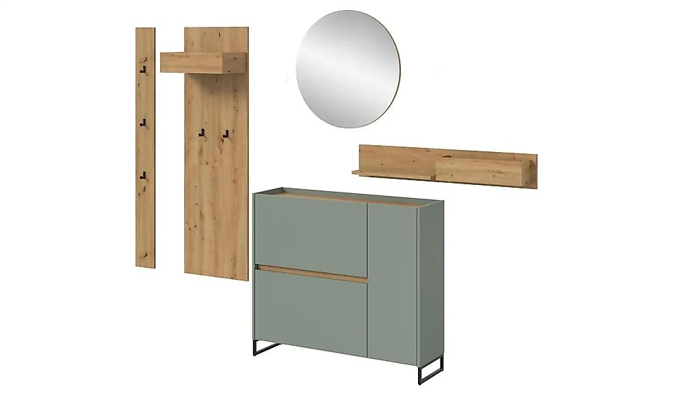 Garderobenkombination   ¦ grün ¦ Maße (cm): B: 197 H: 236 Garderoben & Klei günstig online kaufen