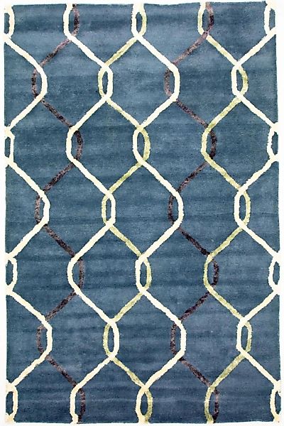 morgenland Wollteppich »Designer Teppich handgetuftet blau«, rechteckig günstig online kaufen