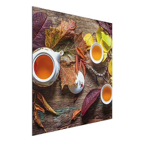 Alu-Dibond Bild Küche - Quadrat Tee im September günstig online kaufen