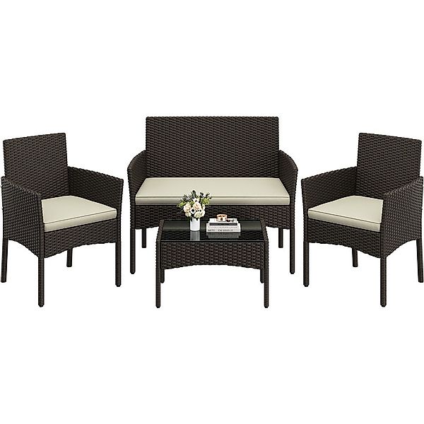 Yaheetech Balkonset Gartenmöbel-Set, 4-er Set Rattanmöbel günstig online kaufen