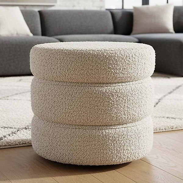 Sitzhocker Rund Pouf Bouclé Teddy Stoff Kuscheliger Hocker Polsterhocker Be günstig online kaufen