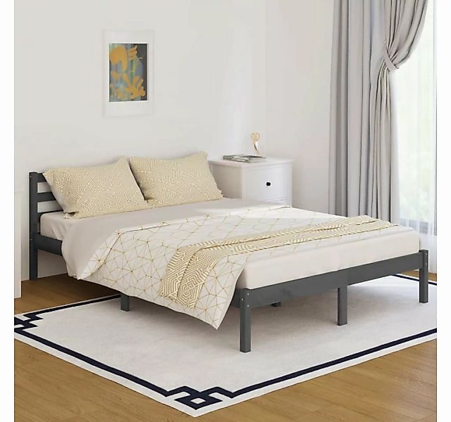 furnicato Bett Massivholzbett Kiefer 140x200 cm Grau günstig online kaufen