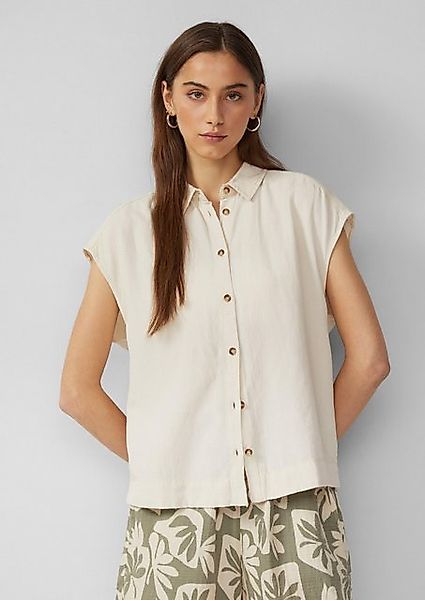 QS Kurzarmbluse Leinenmix-Bluse Waschung günstig online kaufen