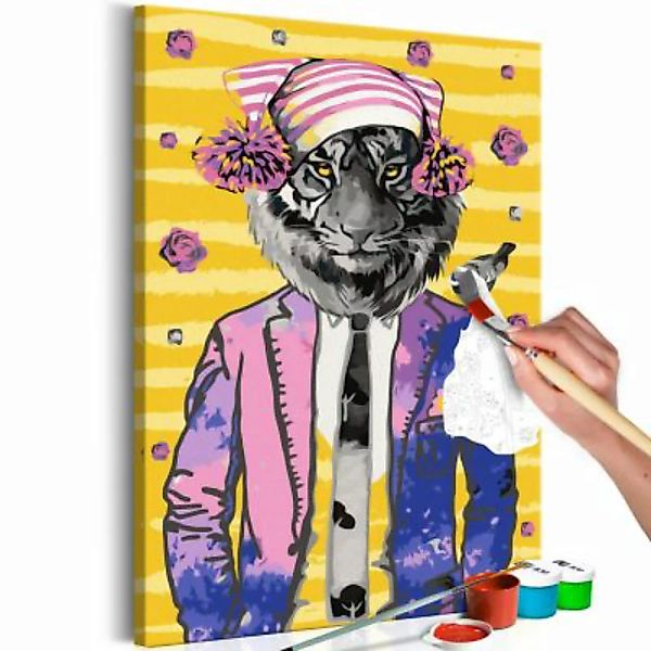 artgeist Malen nach Zahlen Tiger in Hat mehrfarbig Gr. 40 x 60 günstig online kaufen