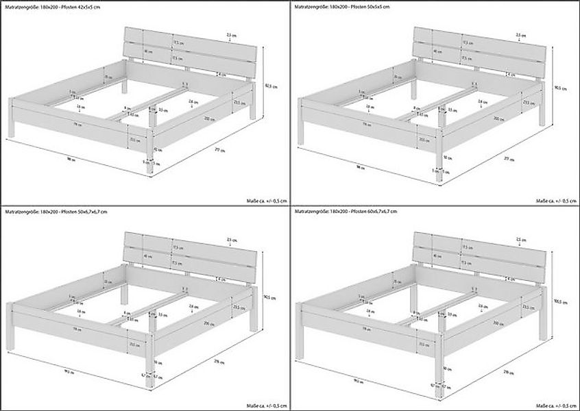 ERST-HOLZ Bett Bettgestell metallfrei 180x200 massives Eschenholz in zwei H günstig online kaufen