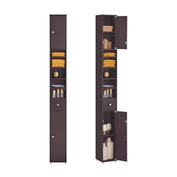 SoBuy Badezimmerschrank mit 5 Fächern und 1 Schublade Holz Schwarz BZR34-SC günstig online kaufen
