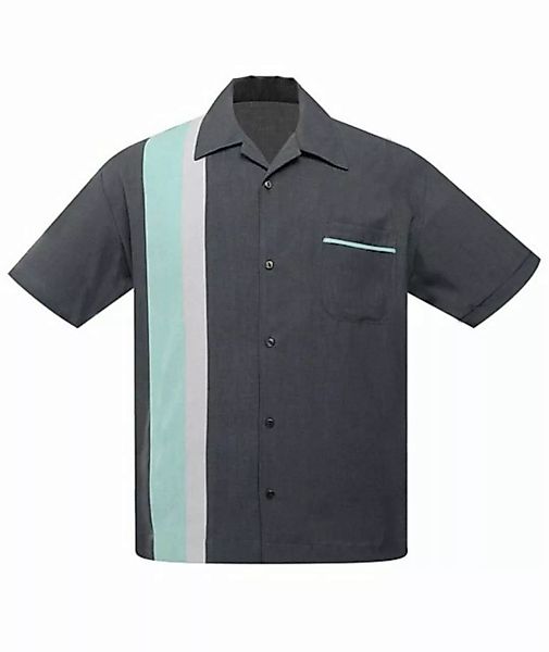 Steady Clothing Kurzarmhemd Dapper Dan Grau Retro Vintage Bowling Shirt günstig online kaufen