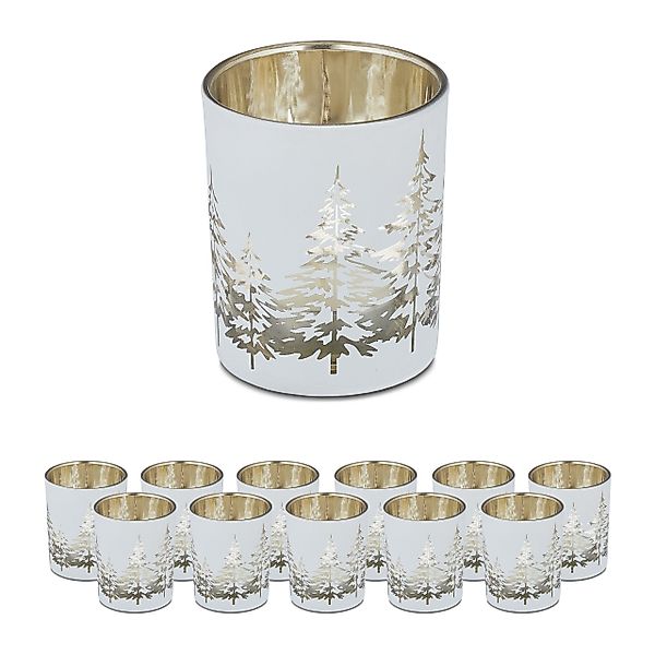 relaxdays Teelichthalter Tannenbaum 12er Set günstig online kaufen