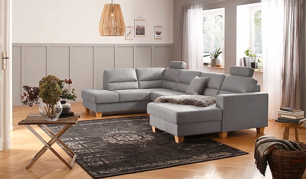 Home affaire Wohnlandschaft "Navan, komfortabel mit viel Platz, U-Form" wah günstig online kaufen