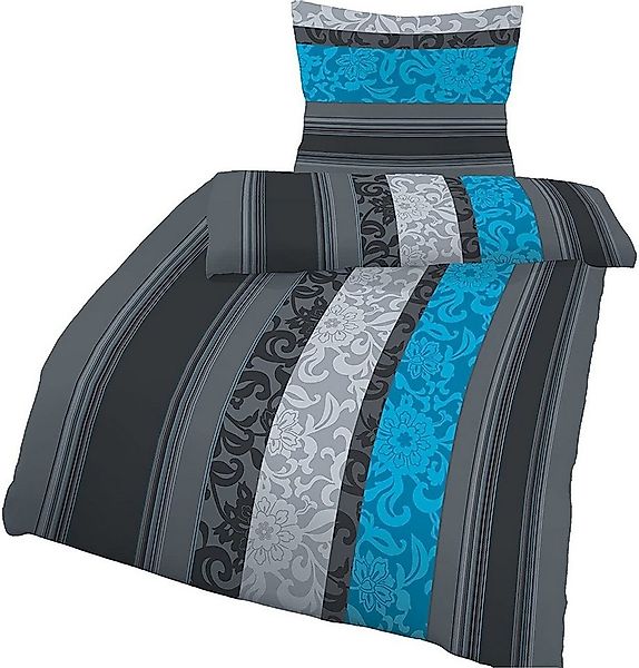 soma Bettwäsche Bettbezug 155x220 80x80 Barock gestreift Boho grau blau bie günstig online kaufen