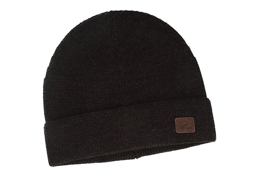Göttmann Strickmütze einfarbig mit Umschlag aus 100% Wolle günstig online kaufen