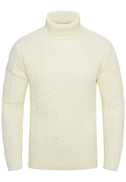behype Rollkragenpullover BSLANA Grobstrick Zopf-Muster Winterpullover günstig online kaufen