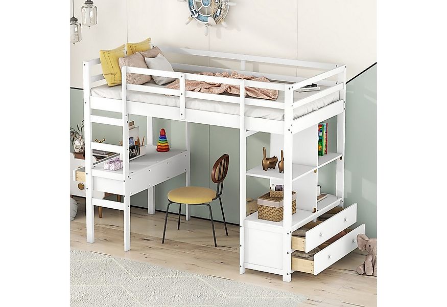 Gotagee Kinderbett Hochbett Modern Einzelbett 90x200cm Schreibtisch Bett Be günstig online kaufen