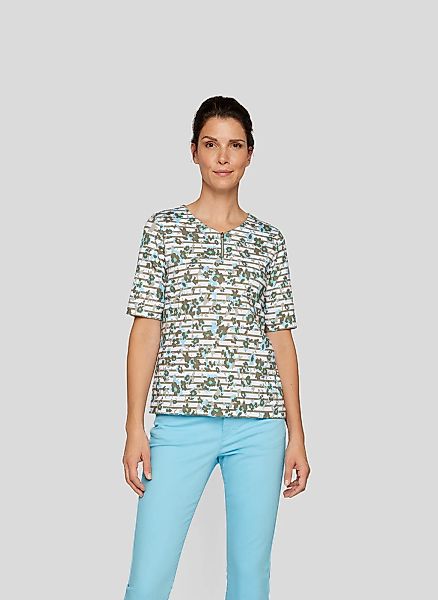 Rabe Rundhalsshirt, mit Reißverschluss und floralem Muster günstig online kaufen