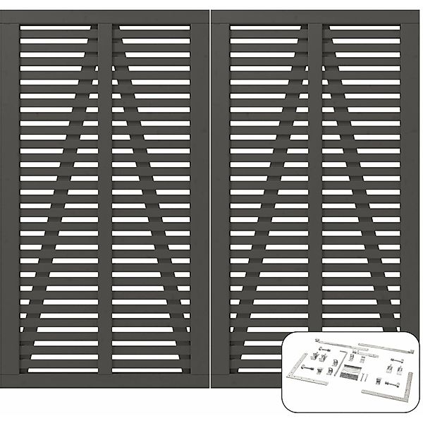 Doppeltor Harmoni Nadelholz Umbragrau 200 cm x 180 cm günstig online kaufen