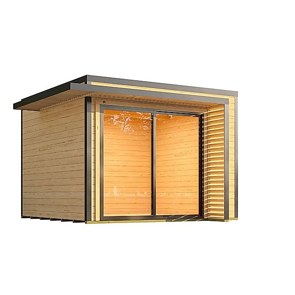 Weka Gartenhaus Amberley Doppelschiebetür Natur 300 cm x 300 cm günstig online kaufen
