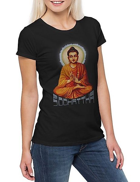 Urban Backwoods Print-Shirt Siddhattha Gotama Vintage Damen T-Shirt Yantra günstig online kaufen
