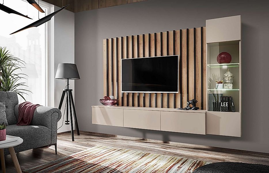 99rooms Wohnwand Vitore, (Wohnzimmer-Set, Wohnmöbel), TV-Lowboard, Vitrine, günstig online kaufen