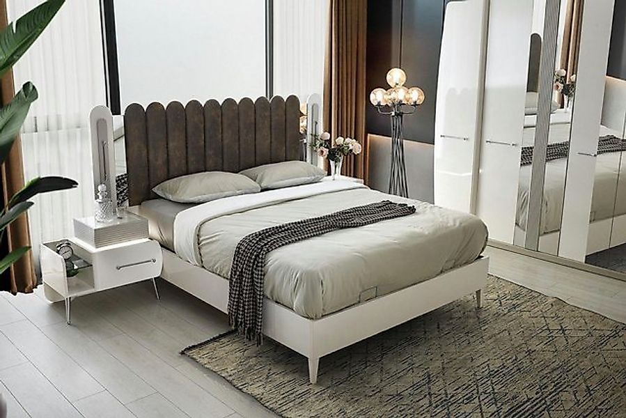 Xlmoebel Bett Weißes Schlafzimmer-Doppelbett mit Bettkasten und Bettrahmen günstig online kaufen
