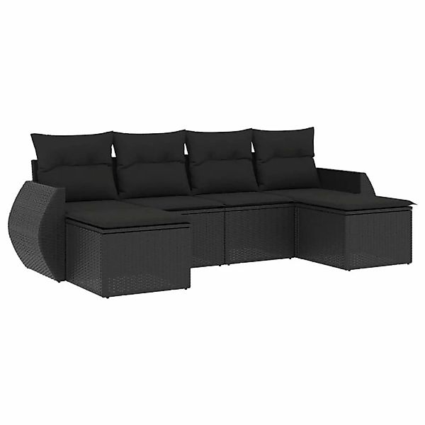 vidaXL 6-tlg Garten-Sofagarnitur mit Kissen Schwarz Poly Rattan Modell 109 günstig online kaufen