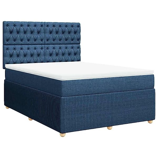 vidaXL Boxspringbett mit Matratze Blau 140x200 cm Stoff 3292092 günstig online kaufen