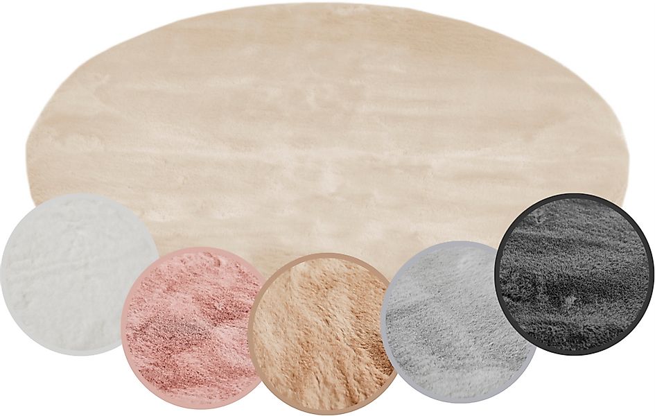 OTTO home Hochflor-Teppich "Lugano" rund 30 mm Höhe Kunstfell, Uni Farben, günstig online kaufen