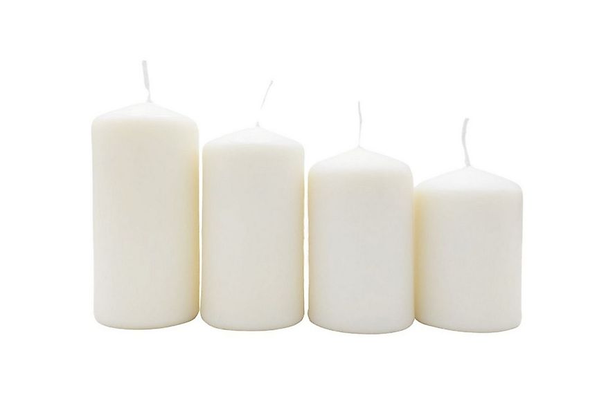 BURI Stumpenkerze Adventskerzen weiß 4er Stumpenkerzen Weihnachtskerze Stuf günstig online kaufen