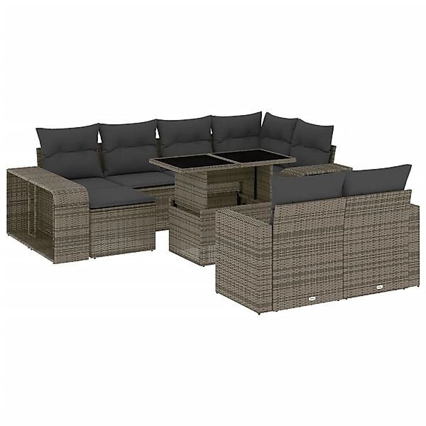 vidaXL 11-tlg Garten-Sofagarnitur mit Kissen Grau Poly Rattan Modell 83 günstig online kaufen