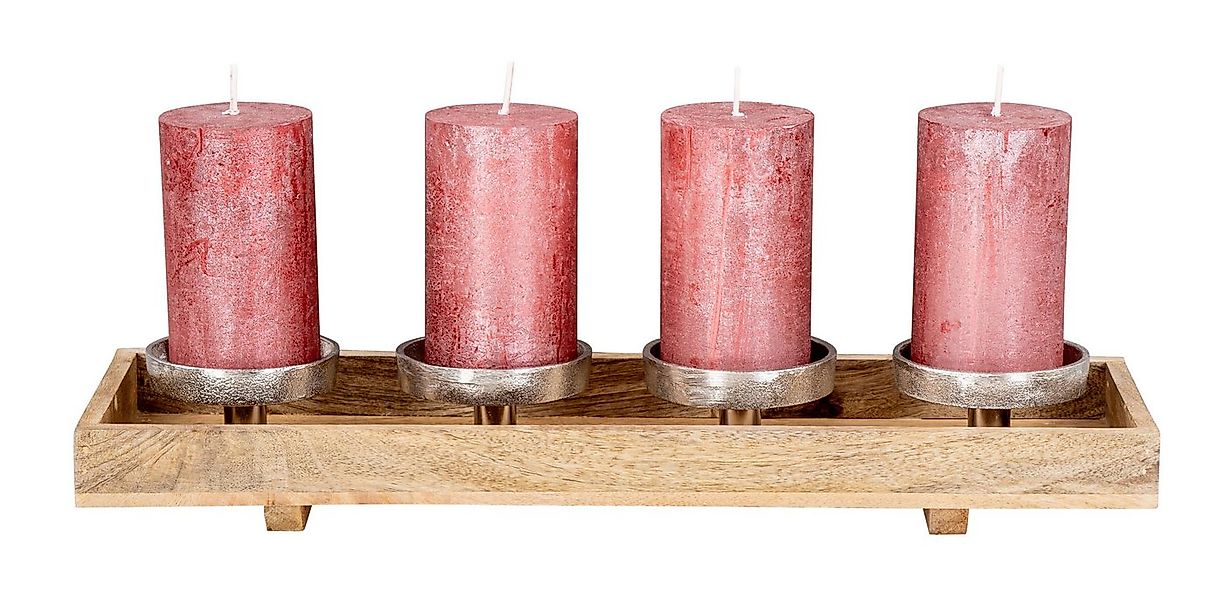 Levandeo® Adventskranz, Adventskranz Holz Lang L46cm Mango Weihnachtsdeko K günstig online kaufen