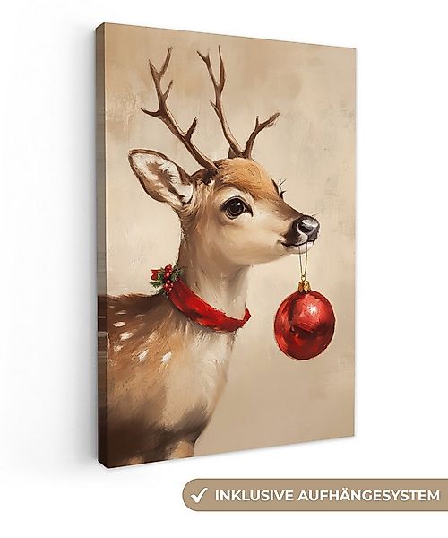 OneMillionCanvasses® Leinwandbild Weihnachten - Hirsch - Geweih - Weihnacht günstig online kaufen