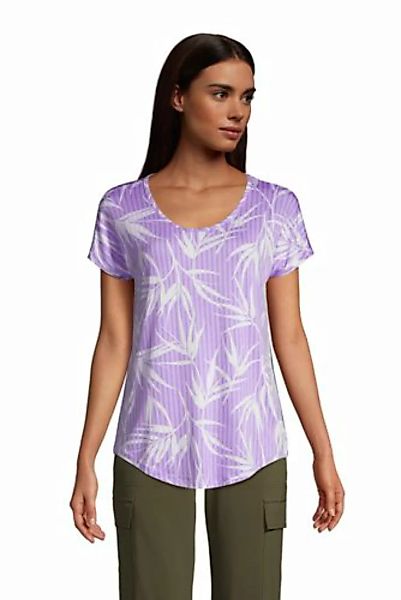 Gemustertes Shirt aus Bambusviskose, Damen, Größe: S Normal, Lila, by Lands günstig online kaufen