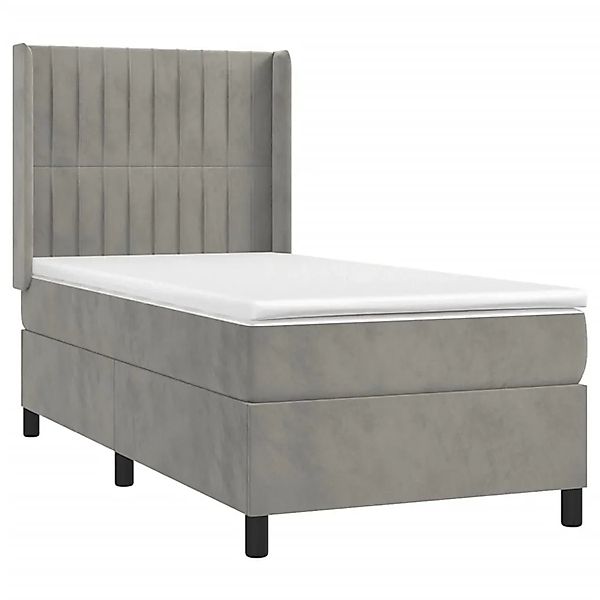 vidaXL Boxspringbett mit Matratze & LED Hellgrau 90x190 cm Samt 3139655 günstig online kaufen