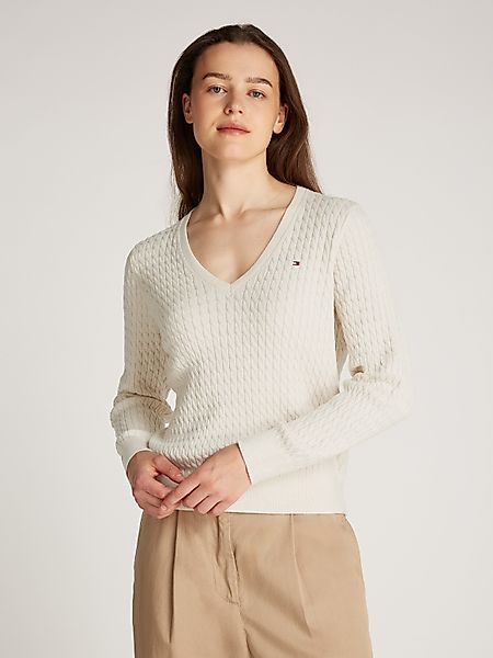Tommy Hilfiger V-Ausschnitt-Pullover CO CABLE V-NK günstig online kaufen