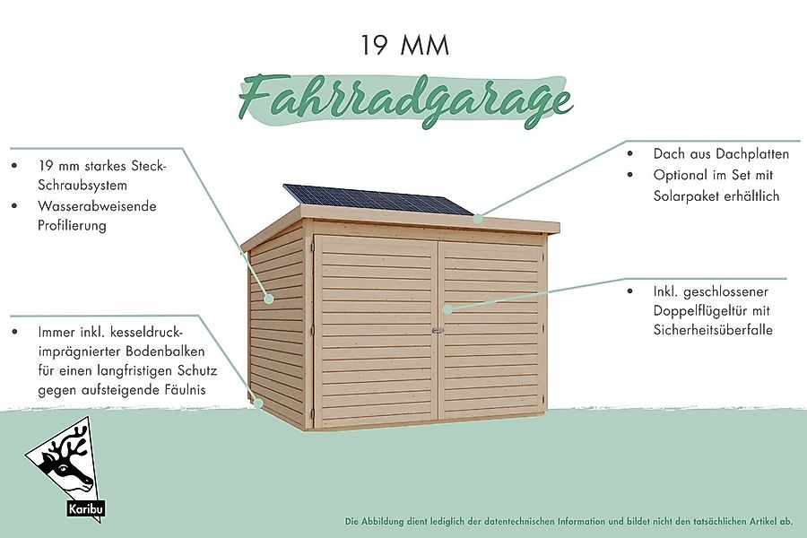 Karibu Fahrradgarage 3 m. Solarkit Terragrau 167 x 159 x 212 cm günstig online kaufen