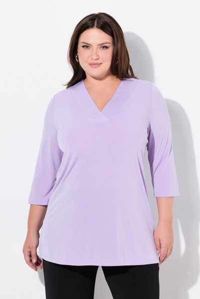 Ulla Popken Longshirt Longshirt A-Linie V-Ausschnitt günstig online kaufen