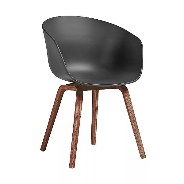 HAY - About a Chair AAC 22 Armlehnstuhl Nussbaum - soft schwarz/Sitzschale günstig online kaufen