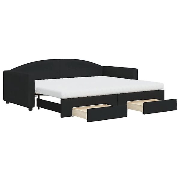 vidaXL Tagesbett Ausziehbar mit Schubladen Schwarz 90x200 cm Stoff 3197244 günstig online kaufen