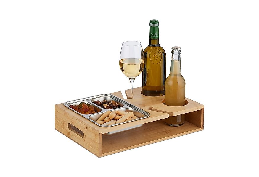 relaxdays Tabletttisch Couchbar mit Edelstahlschale günstig online kaufen