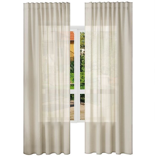 Woltu Gardine, Kräuselband (2 St), halbtransparent, günstig online kaufen
