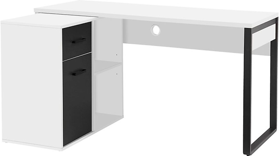 OTTO home Eckschreibtisch »Moid, Computertisch, Kabeldurchlass, mit Regalfä günstig online kaufen