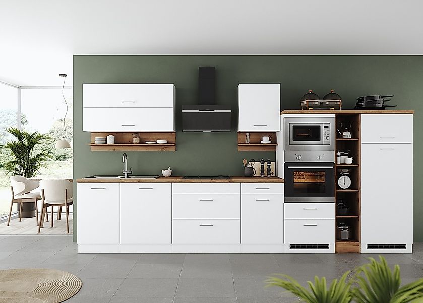 KOCHSTATION Küchenzeile "KS-Milan" 390 cm breit, viel Stauraum, wahlweise m günstig online kaufen