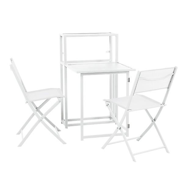 Svita Balkon-Set Platzsparend Balkon-Möbel Kleiner Balkon Klappbar Weiß günstig online kaufen